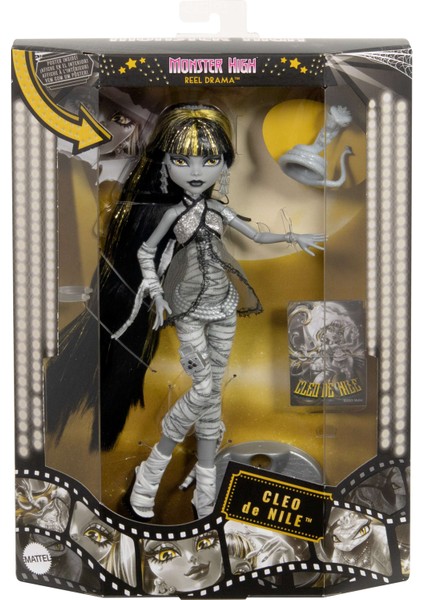 Monster Hıgh® Reel Drama Cleo De Nıle™ Bebek Siyah Beyaz Filmleri Andıran Tasarımıyla Koleksiyona Uygun Bebek ve Posterler JDR65
