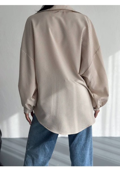 Balon Kol Oversize Çizgili Gömlek fırsatları