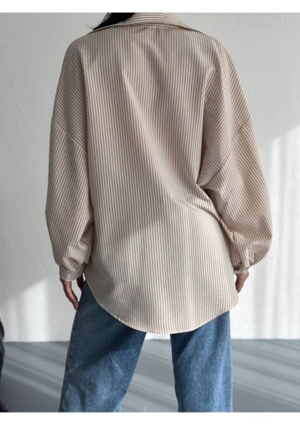 Balon Kol Oversize Çizgili Gömlek indirimleri