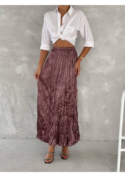 Pileli Krışık Saten Etek indirimleri