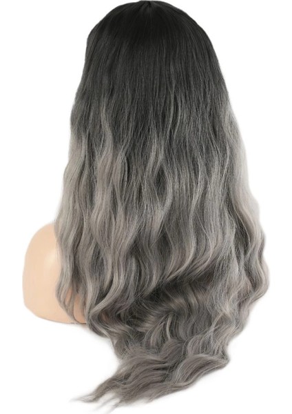 Fiber Sentetik Uzun Su Dalgası Peruk - Siyah Gri Ombreli fırsatları