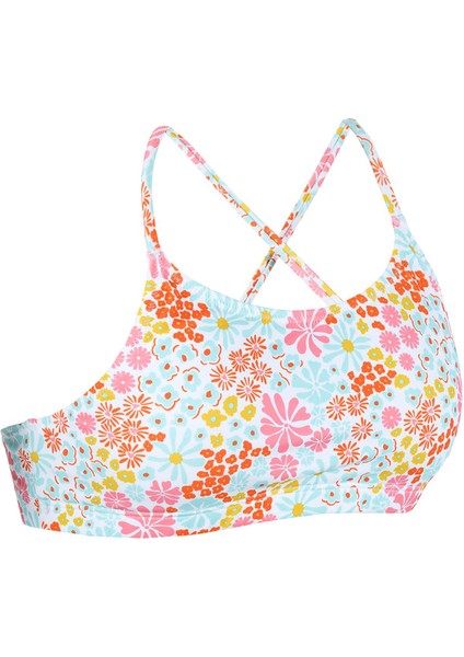 Nabaiji Çocuk Yuvarlak Yaka Bikini Üstü - Beyaz - Desenli - LILA PANTAI