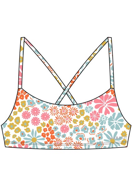 Nabaiji Çocuk Yuvarlak Yaka Bikini Üstü - Beyaz - Desenli - LILA PANTAI fiyatları