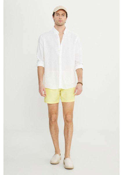 Erkek Sarı Standart Fit Normal Kesim Hızlı Kuruyan Yan Cepli Desenli Mayo indirimleri