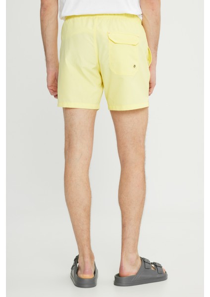 Erkek Sarı Standart Fit Normal Kesim Hızlı Kuruyan Yan Cepli Desenli Mayo