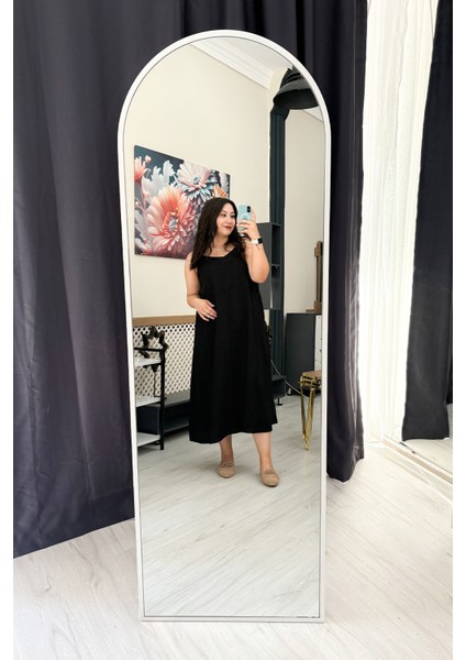 Beyaz Oval Metal Çerçeveli Ayaklı Influencer Boy Aynası 180X60 cm fiyatları