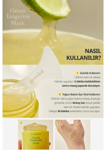 Jel Yüz Maskesi Yeşil Mandalina Özlü C Vitamini Aydınlatıcı Nemlendirici 110 gr Tüm Ciltler