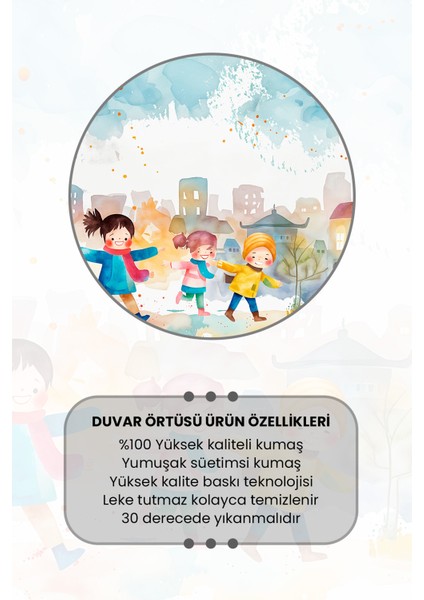 Renkli Çocuklar Desenli Duvar Halısı Duvar Örtüsü Çocuk Odası Tapestry Süet Dokulu Kumaş modelleri