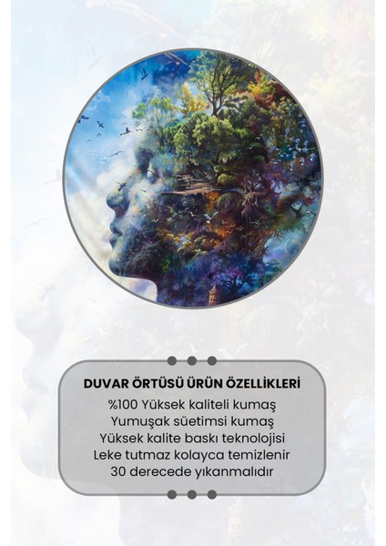 Doğanın Yüzü Desenli Duvar Halısı Duvar Örtüsü Tapestry Süet Dokulu Kumaş modelleri