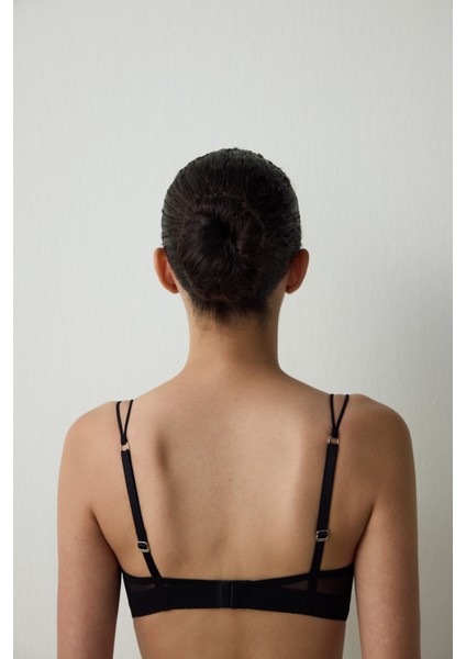 Siyah Essentials Balenli Tül Sütyen