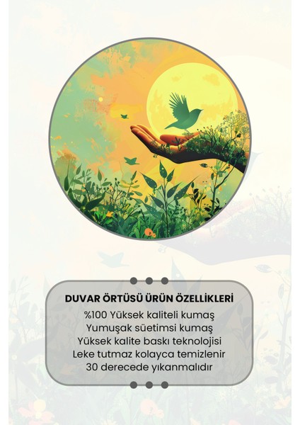 Yeşil Doğa Desenli Duvar Halısı Duvar Örtüsü Tapestry Süet Dokulu Kumaş modelleri