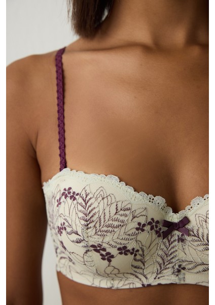 Bej Lotus Dantelli Balenli Dolgusuz Straplez Toparlayıcı Sütyen fırsatları