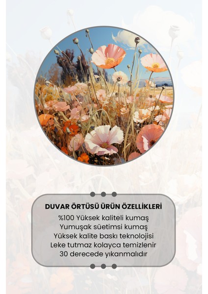 Çiçek Bahçesi Desenli Duvar Halısı Duvar Örtüsü Tapestry Süet Dokulu Kumaş modelleri