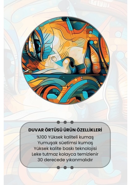 Renkli Soyut Yüzler Desenli Duvar Halısı Duvar Örtüsü Tapestry Süet Dokulu Kumaş modelleri
