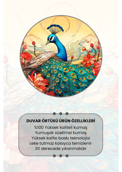 Tavus Kuşu Desenli Duvar Halısı Duvar Örtüsü Tapestry Süet Dokulu Kumaş fırsatları