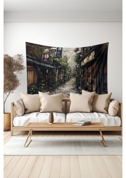 Kore Sokakları Desenli Duvar Halısı Duvar Örtüsü Tapestry Süet Dokulu Kumaş fiyatları