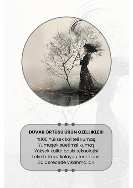 Rüzgar ve Kadın Desenli Duvar Halısı Duvar Örtüsü Tapestry Süet Dokulu Kumaş fırsatları