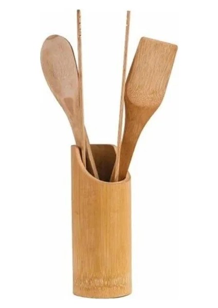 Standlı Bambu Kaşık Seti 4 Parça - Maşa - Kaşık - Spatula fiyatları