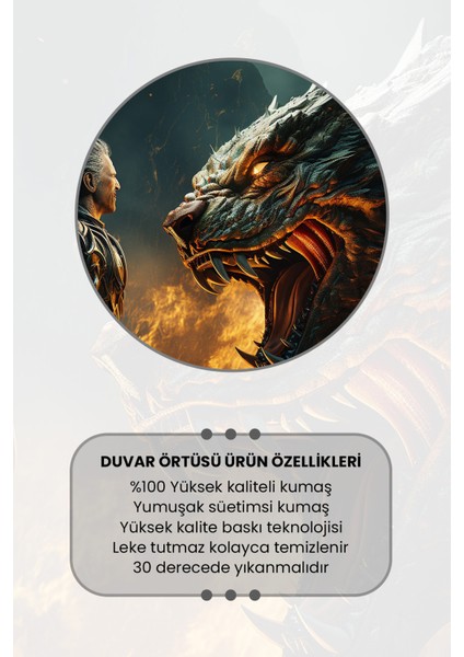 Ejderha ve Savaşçı Desenli Duvar Halısı Duvar Örtüsü Tapestry Süet Dokulu Kumaş fırsatları