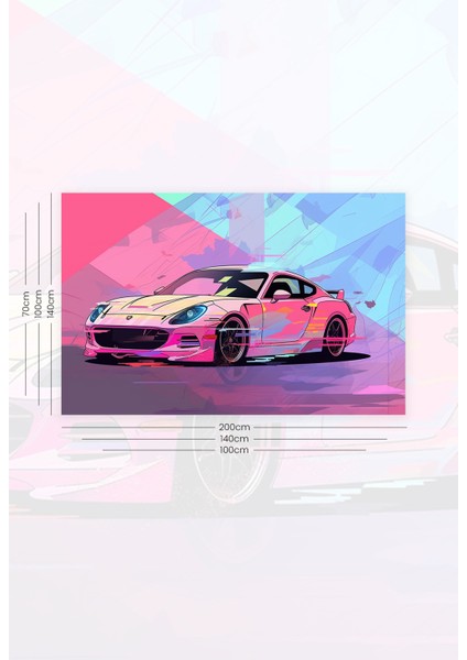 Pembe Spor Araba Desenli Duvar Halısı Duvar Örtüsü Tapestry Süet Dokulu Kumaş fiyatları