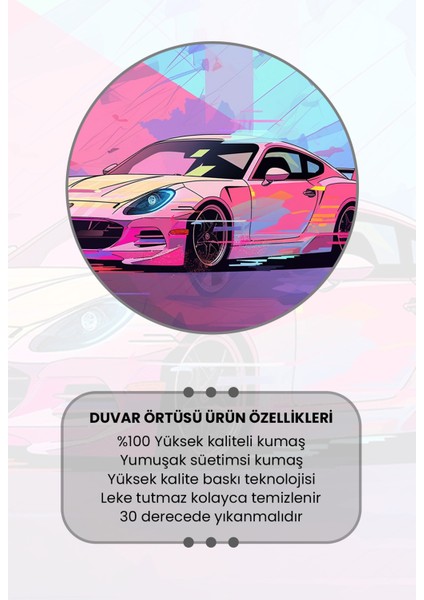 Pembe Spor Araba Desenli Duvar Halısı Duvar Örtüsü Tapestry Süet Dokulu Kumaş modelleri