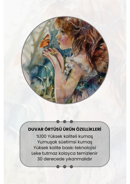 Peri ve Kelebek Desenli Duvar Halısı Duvar Örtüsü Tapestry Süet Dokulu Kumaş modelleri