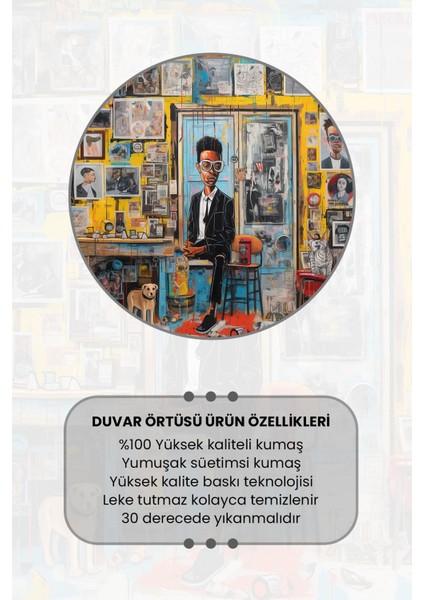 Sanatçı Atölyesi Desenli Duvar Halısı Duvar Örtüsü Tapestry Süet Dokulu Kumaş modelleri
