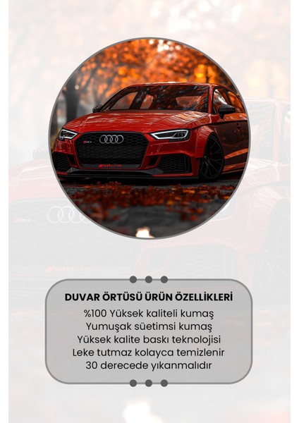 Sonbahar Kırmızı Araba Desenli Duvar Halısı Duvar Örtüsü Tapestry Süet Dokulu Kumaş modelleri
