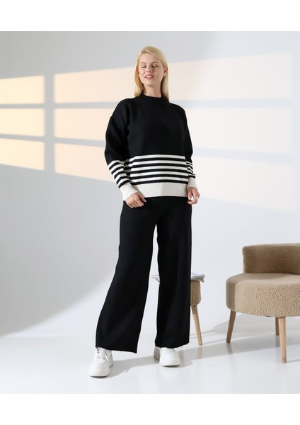 Asil Çizgili ve Düz Renk Triko Takım