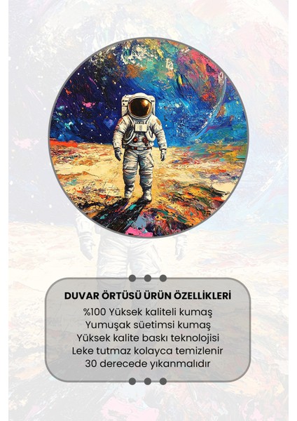 Kozmik Astronot Desenli Duvar Halısı Duvar Örtüsü Tapestry Süet Dokulu Kumaş modelleri