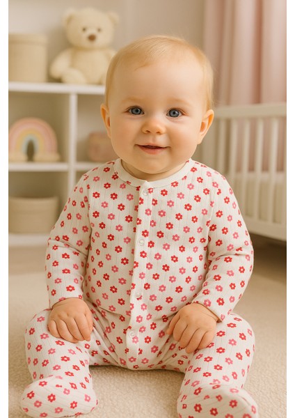 &100 Pamuk Çicek Desenli Bebek Tul