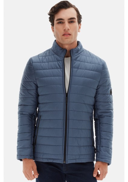 Ds Damat Slim Fit Mavi Rüzgar Geçirmez Elyaf Dolgulu Şişme Mont 3HF07ORT04262