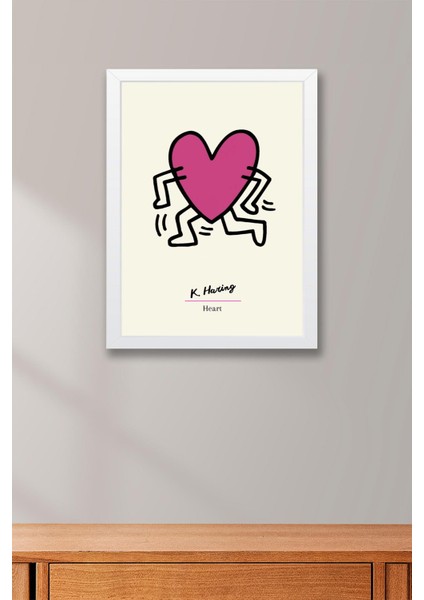 Keith Haring Heart Çerçeveli Tablo - Kalp - Eklektik Tarz Duvar Dekoru fiyatları