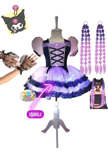 Kuromi Elbise Işıklı Kuromi Topuklu Ayakkabı Seti(Ayakkabı Numarasını Mesaj Atınız 26-30 Arasıdır) modelleri