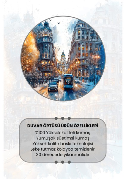 Kış Şehir Manzarası Desenli Duvar Halısı Duvar Örtüsü Tapestry Süet Dokulu Kumaş fırsatları