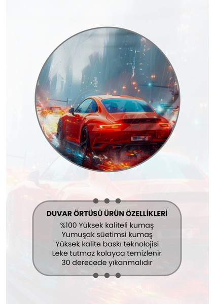 Kırmızı Spor Araba Desenli Duvar Halısı Duvar Örtüsü Tapestry Süet Dokulu Kumaş modelleri