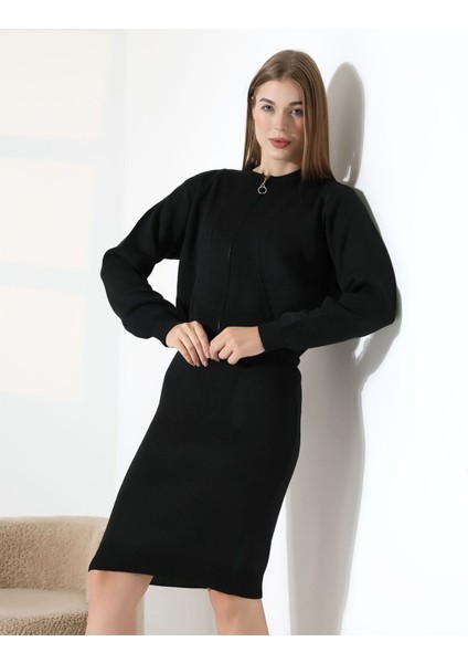 Doğal Aura Fermuarlı Hırka Elbise Takım fırsatları