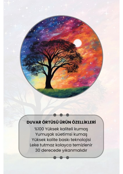 Kozmik Renkli Ağaç Desenli Duvar Halısı Duvar Örtüsü Tapestry Süet Dokulu Kumaş modelleri