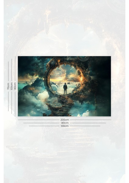 Gökyüzüne Açılan Kapı Desenli Duvar Halısı Duvar Örtüsü Tapestry Süet Dokulu Kumaş fiyatları