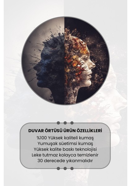 Yin Yang Yüzler Desenli Duvar Halısı Duvar Örtüsü Tapestry Süet Dokulu Kumaş modelleri