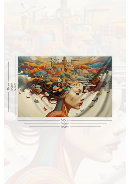 Renkli Kadın Silüet Desenli Duvar Halısı Duvar Örtüsü Tapestry Süet Dokulu Kumaş fiyatları
