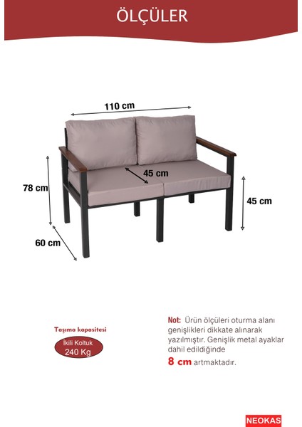 Bahce Mobilyası, Modern Balkon Mobilyası, Kafe Oturma Takımı, Teras Koltugu, 1 Ikili Koltuk fırsatları
