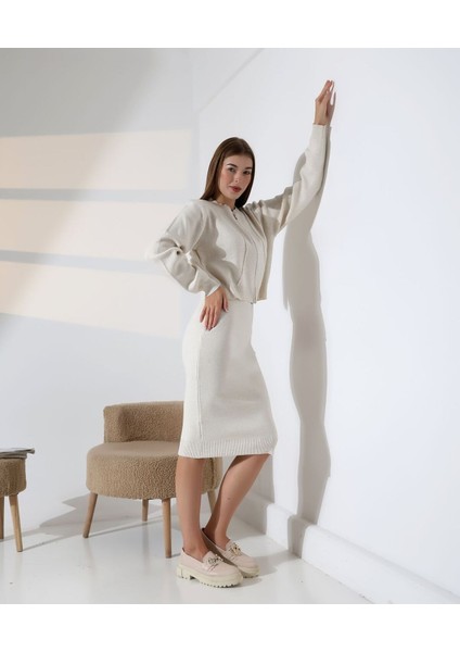 Doğal Aura Fermuarlı Hırka Elbise Takım fırsatları