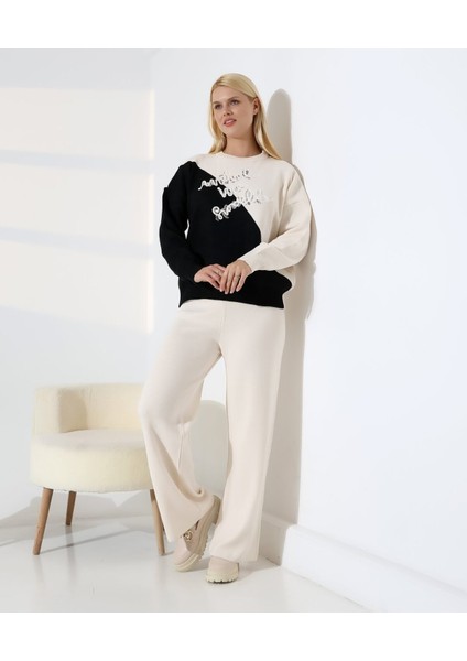 Renk Bloklu Triko Takım