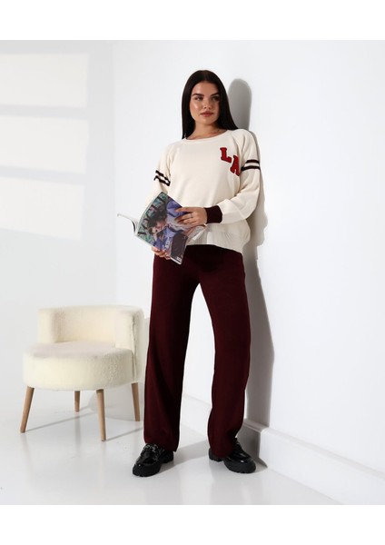 Baskılı Bisiklet Yaka Triko Takım