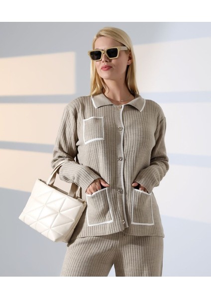 Biye Detaylı Cepli Hırka Triko Takım fiyatları