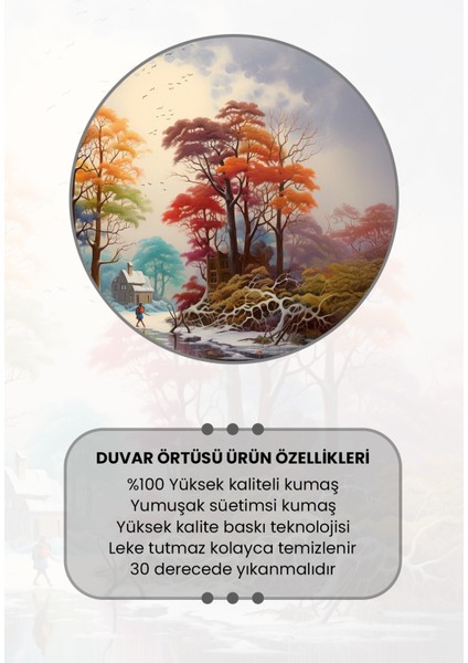 Kış Sonu Desenli Duvar Halısı Duvar Örtüsü Tapestry Süet Dokulu Kumaş modelleri