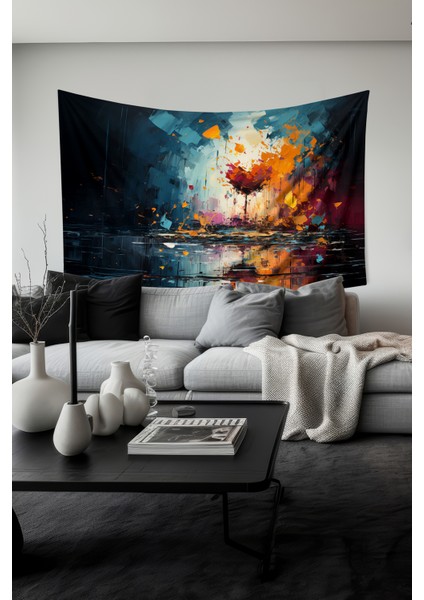 Fırça Darbesi Kalp Desenli Duvar Halısı Duvar Örtüsü Tapestry Süet Dokulu Kumaş