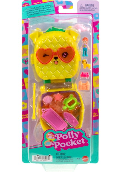 ™ Ananas Köpekçik Plajı Mini Oyun Seti, 1 Mikro Bebek ve Evcil Hayvanlar Dahil 8 Aksesuar JFV00