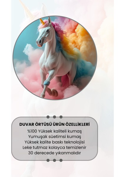 Renkli Unicorn Desenli Duvar Halısı Duvar Örtüsü Çocuk Odası Tapestry Süet Dokulu Kumaş modelleri